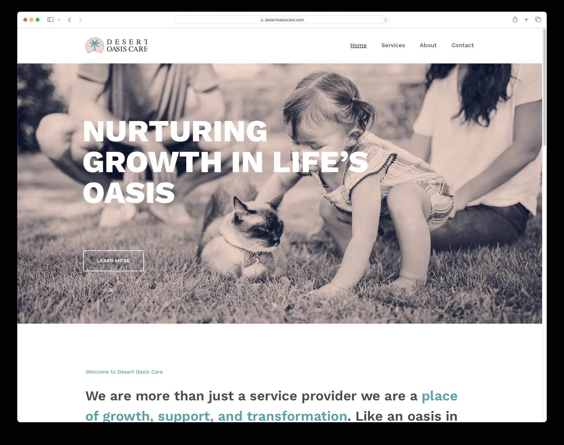 Desert Oasis Care website screenshot